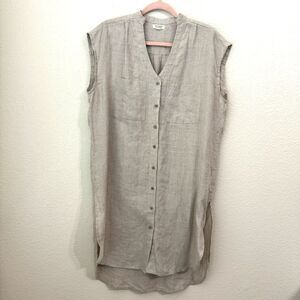 The Shanty Tunic Top Womens Medium Beige Linen Sleeveless